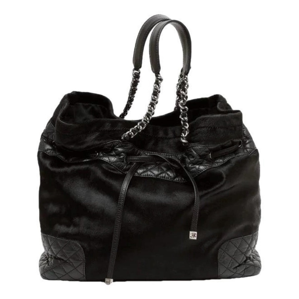 CHANEL Harako Ponyhair Black Quilted Tote Bag